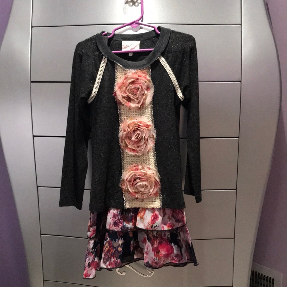 Hannah Banana Two-Piece Floral Pullover &Dress Set